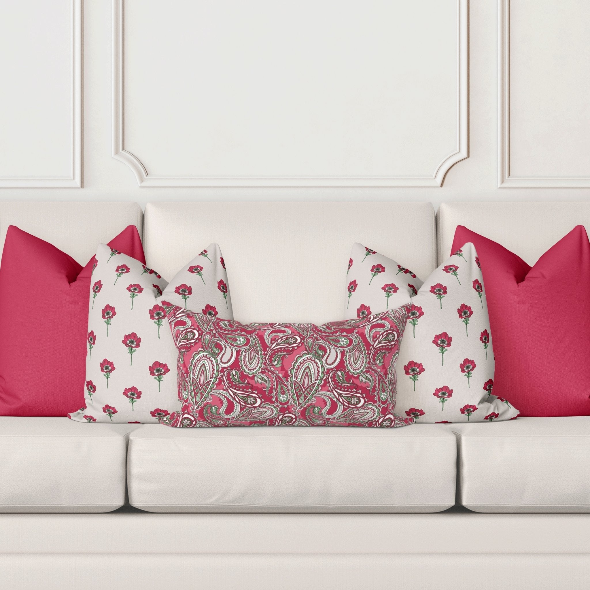Winifred Sofa Pillow Cover Set in Viva Magenta