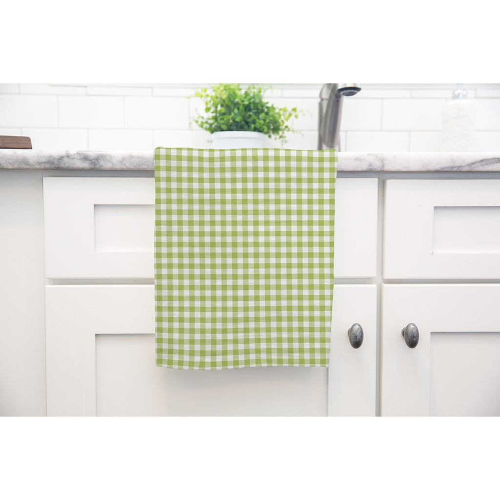 Woodland Check Tea Towel in Light Green - Melissa Colson