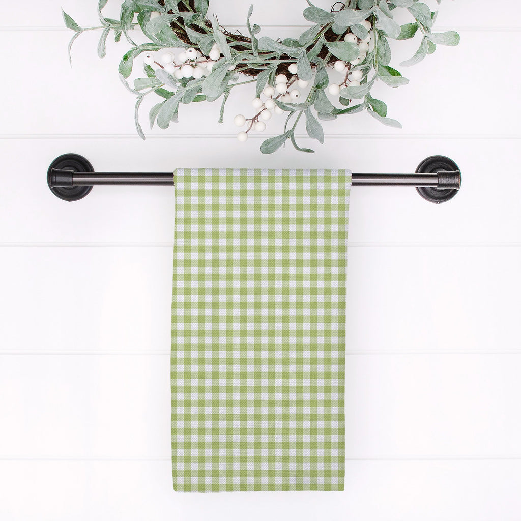 Woodland Check Tea Towel in Light Green - Melissa Colson