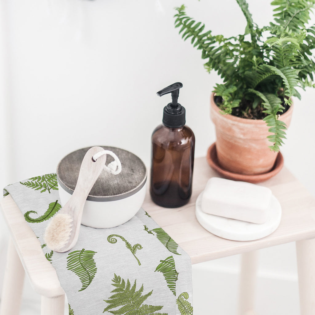 Woodland Ferns Tea Towel in Cloud White - Melissa Colson
