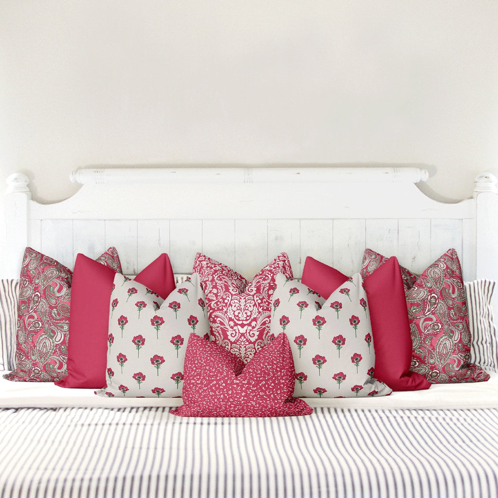 Woodland Leaves Pillow Cover in Viva Magenta - Melissa Colson