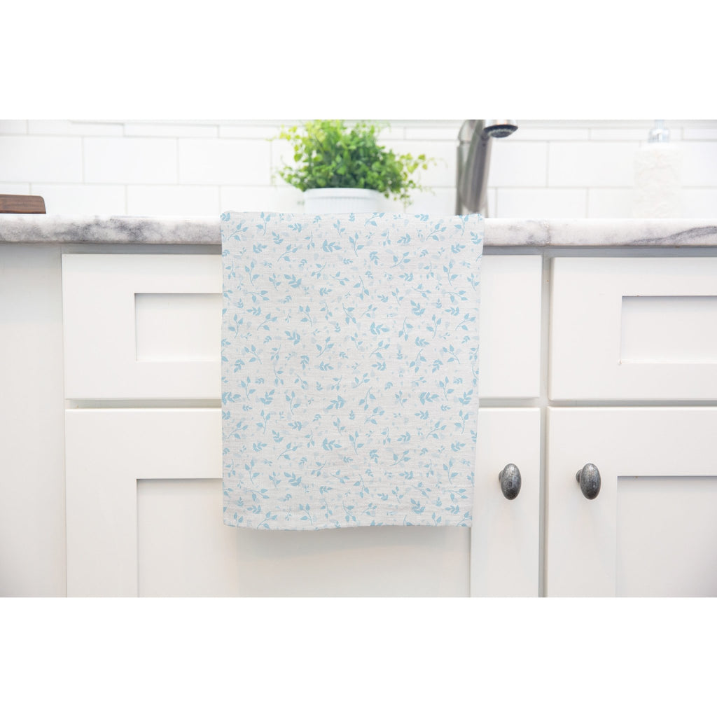 Woodland Leaves Tea Towel in Blue - Melissa Colson