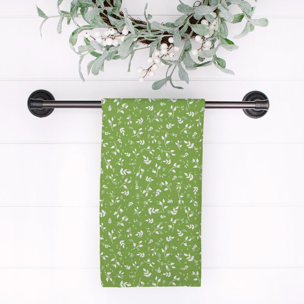 Woodland Leaves Tea Towel in Dark Green - Melissa Colson