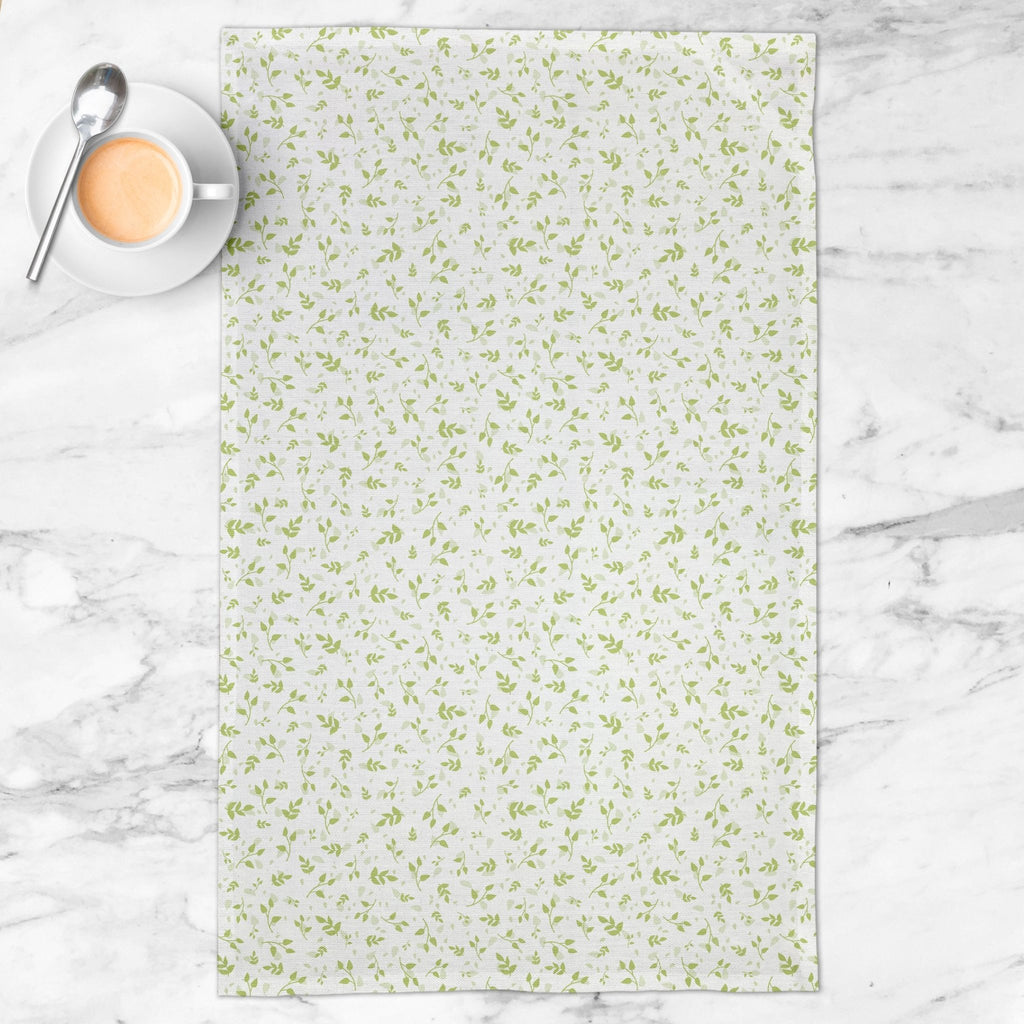 Woodland Leaves Tea Towel in Light Green - Melissa Colson