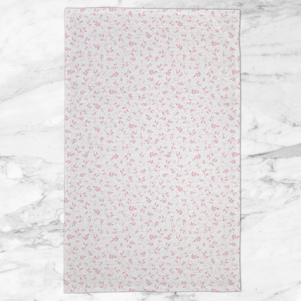 Woodland Leaves Tea Towel in Pink - Melissa Colson