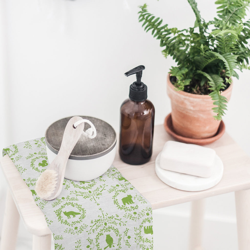 Woodland Silhouette Tea Towel in Dark Green - Melissa Colson