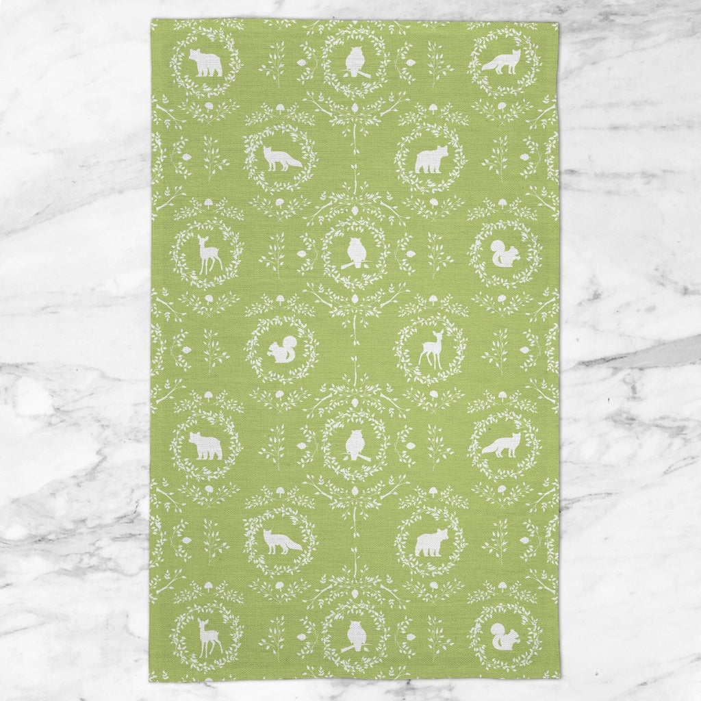 Woodland Silhouette Tea Towel in Light Green - Melissa Colson