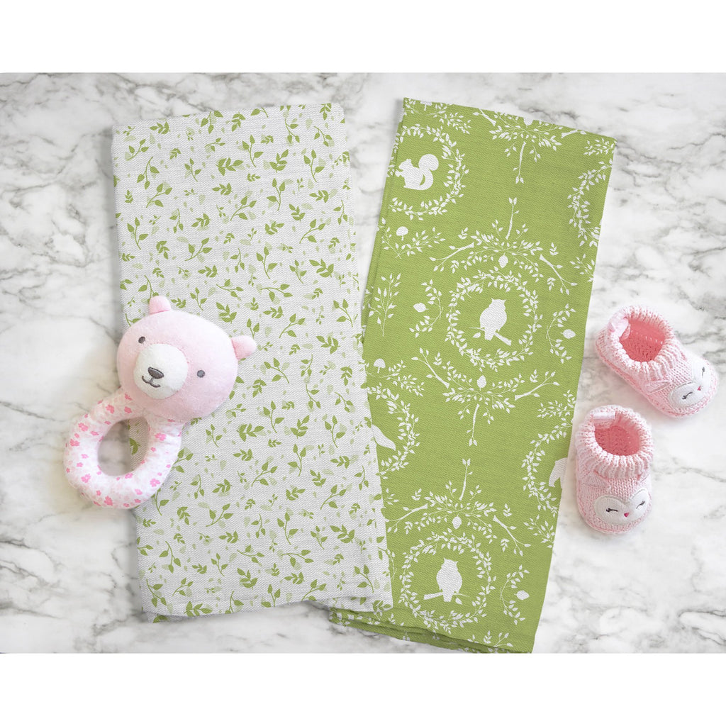 Woodland Silhouette Tea Towel in Light Green - Melissa Colson