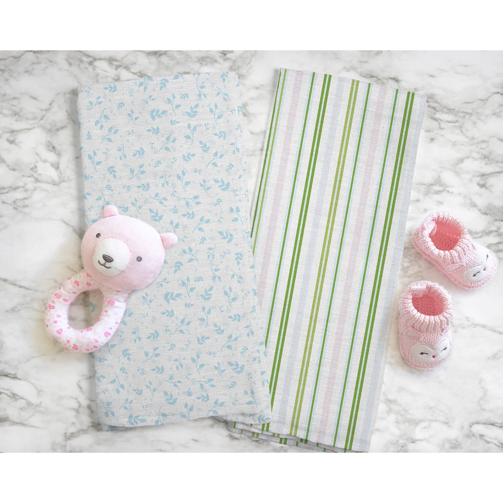 Woodland Stripe Tea Towel in Blue / Pink - Melissa Colson