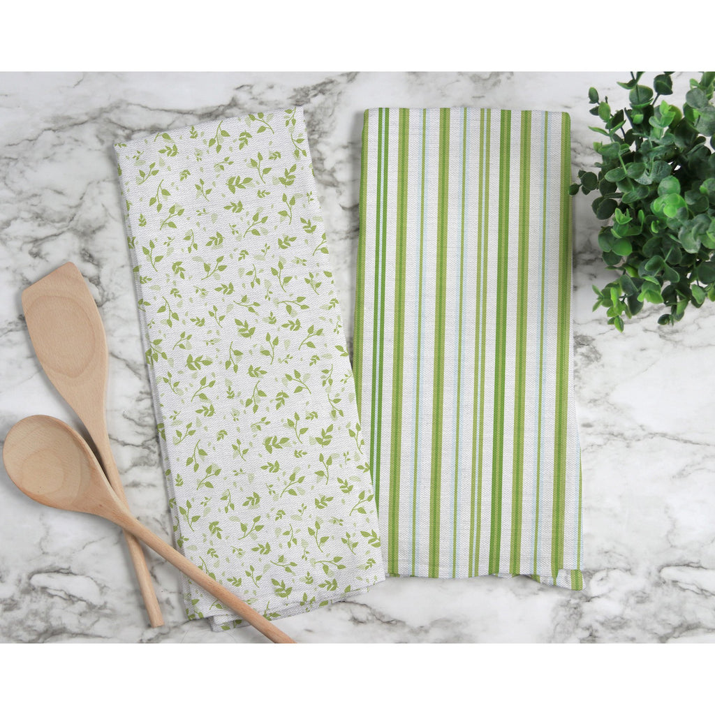 Woodland Stripe Tea Towel in Green / Blue - Melissa Colson