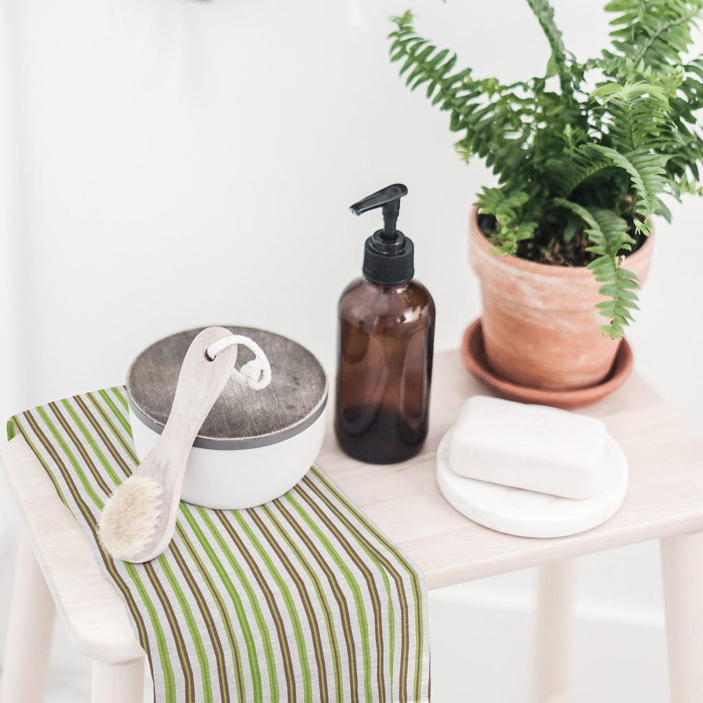 Woodland Stripe Tea Towel in Green / Brown - Melissa Colson